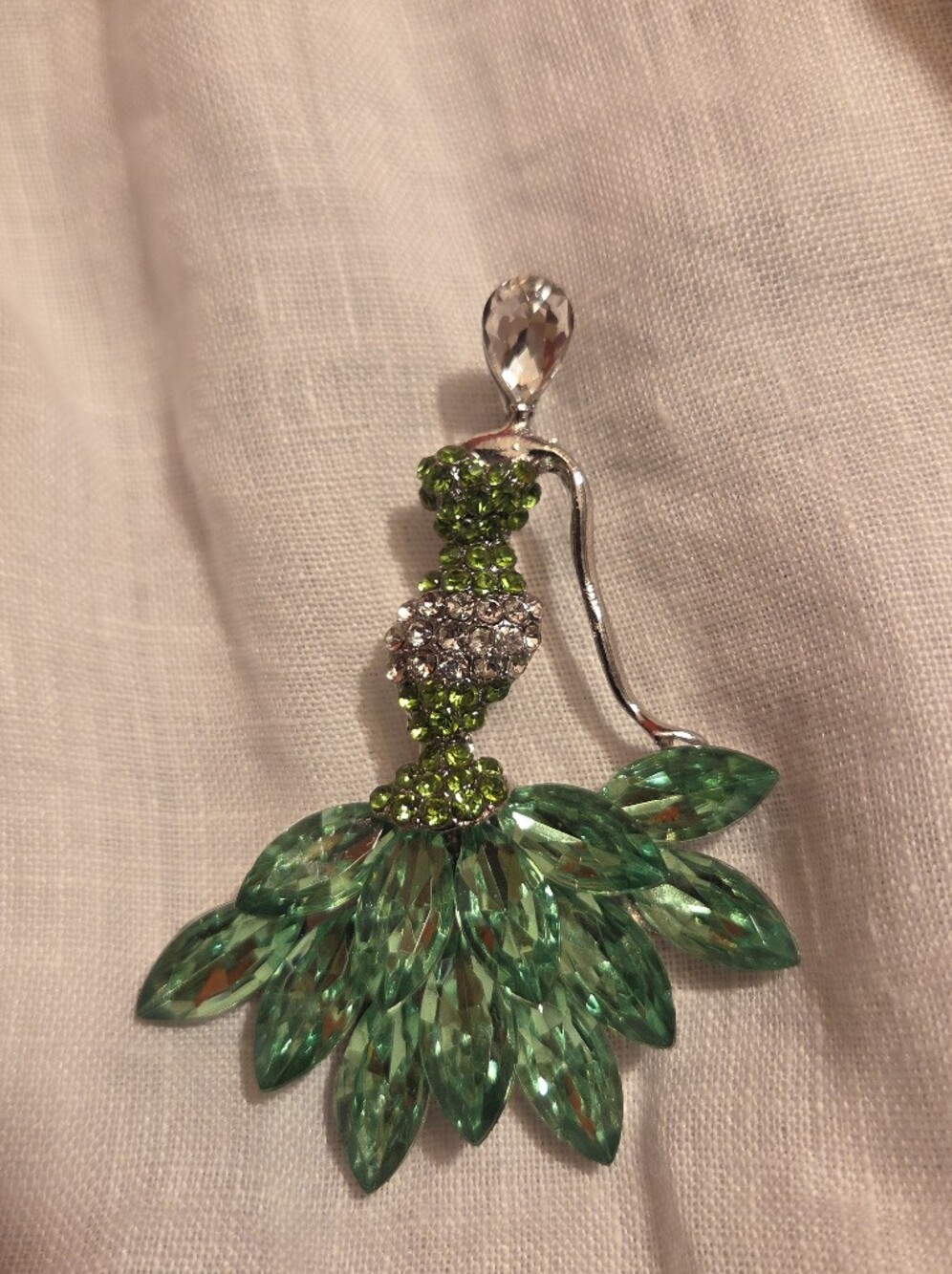 Green Crystal Floral Drop Pendant- Women Jewelry